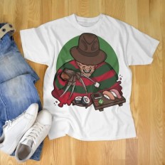 T-shirt Freddy Krueger e sushi disegnata da Neythiriis