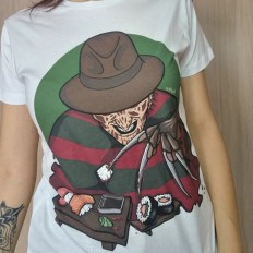 T-shirt Freddy Krueger e sushi disegnata da Neythiriis