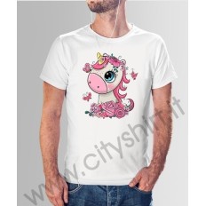 T Shirt Unicorno e rose