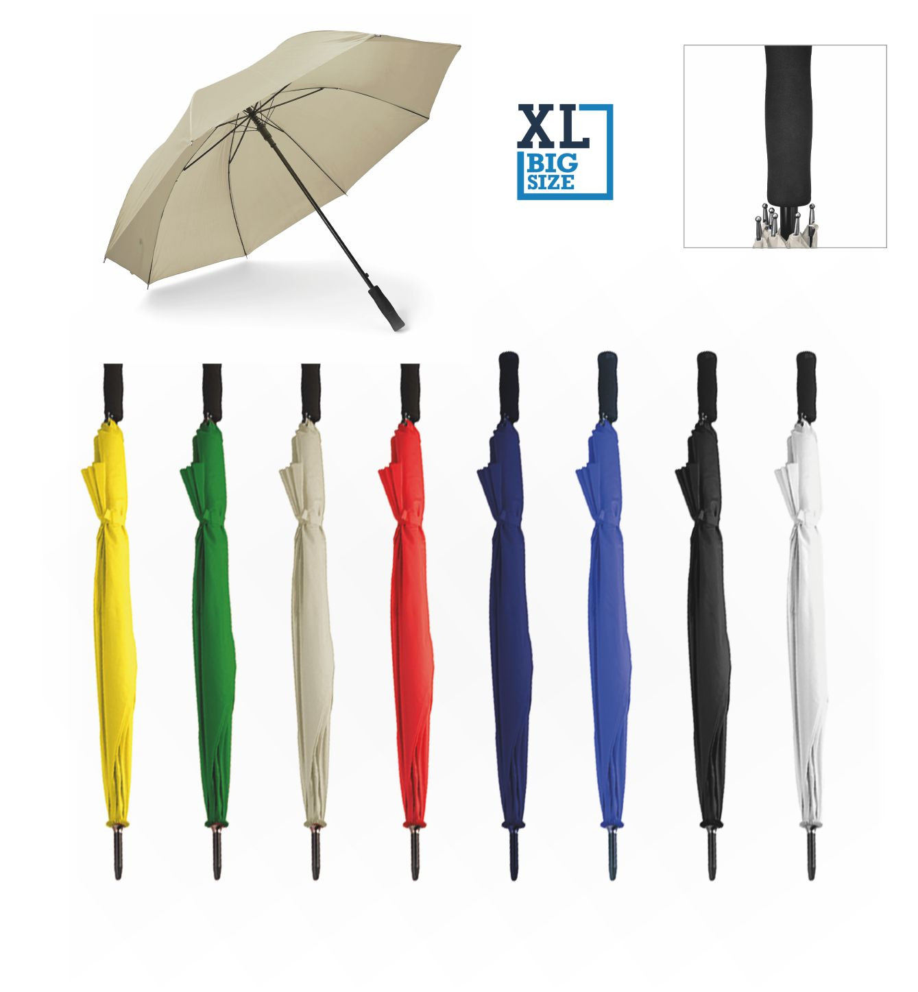 Thin – ombrello automatico maxi in poliestere cm ø 130x98