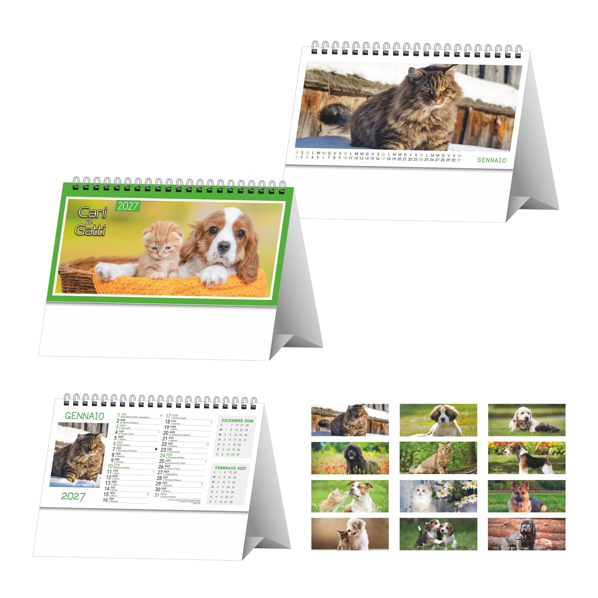 Cani e gatti - calendario da tavolo cm 19x14,5